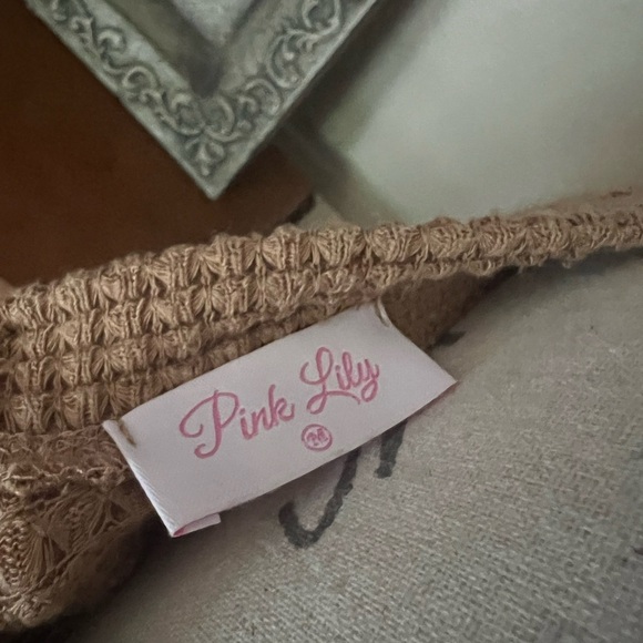 Pink Lily Sand Tiered Long Sleeve Blouse M - Picture 5 of 5